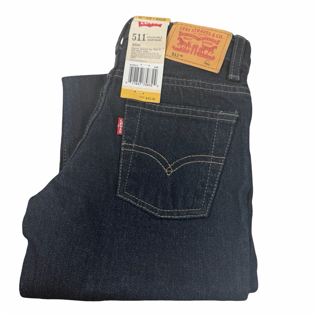 Levi's 511 Kids Slim Fit Jeans  size 7 NWT
adjustable waist  cotton blue  NEW